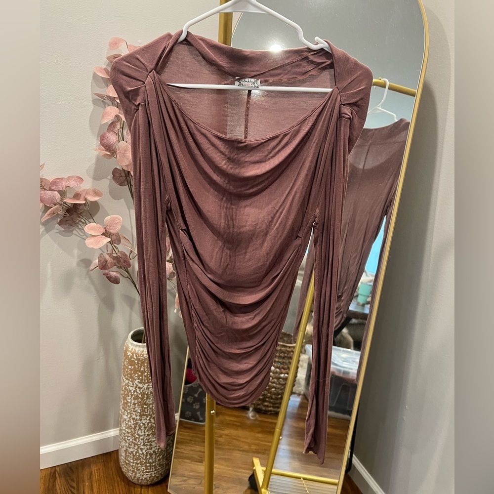 Free People Ruched Cowl-neck Top - size M